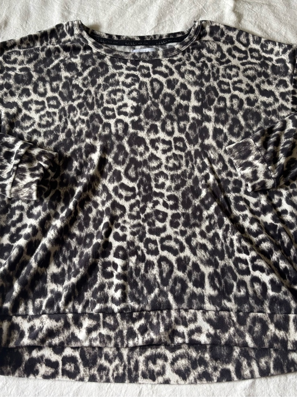 Nicole Miller Leopard Print Sweatshirt in Black and Cream